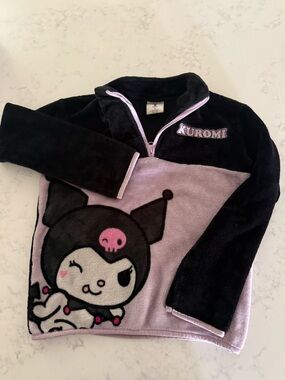 Hello Kitty Kuromi Black & Light Purple Fleece Pullover Hoodie Girls L